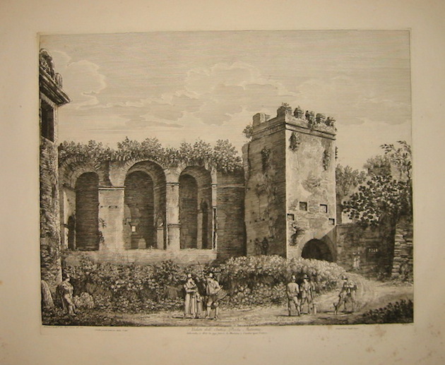 Rossini Luigi (1790-1875) Veduta dell'antica Porta Metronis interrata, e dove in oggi passa la Marana e l'antica acqua Crabra 1829 Roma